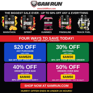6AM Run Mega Sale - up to 50% off any and everything. Codes 6AM$20, 6AM30, 6AM40, 6AM50.