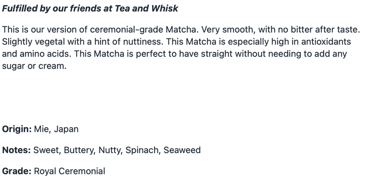 Tea (Matcha) - 6AM RUN